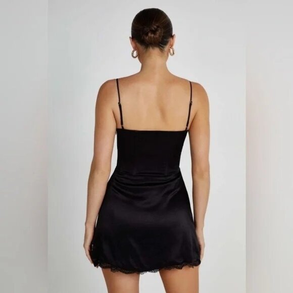 NEW Meshki Womens Small Kalila Corset Mini Dress Black Lace Up Adjustable Straps - Picture 4 of 10